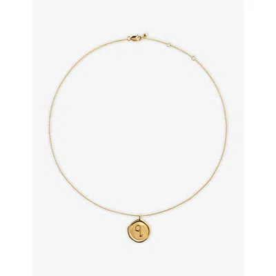 Monica Vinader Womens Initial Q Stamp 18ct Yellow Gold Vermeil Chain Necklac
