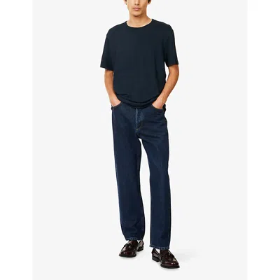 7 For All Mankind Ens Linen Ocean Floor Regular-fit Crewneck Stretch-linen T-shirt