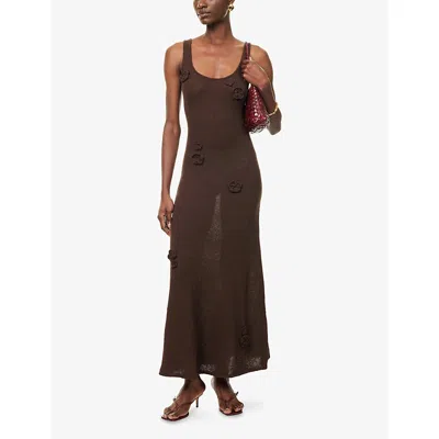 4th & Reckless Womens Brown Gigi Embellished Knitted Maxi Dress