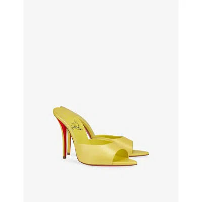 Christian Louboutin Miss Z Patent Leather Heeled Mules 100 In Yellow
