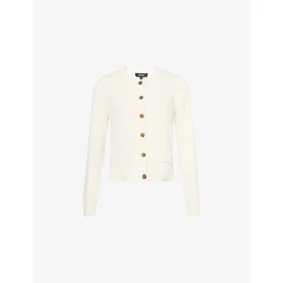 Me And Em And Em Womens Cream Patch-pocket Boxy-fit Knitted Cardigan