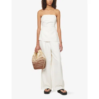 We Are Tala Omens Milk Longline Strapless Cotton And Linen Top