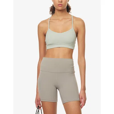 Lululemon Womens Fog Green Flow Y Nulu Scoop-neck Stretch-woven Sports Bra In Gray
