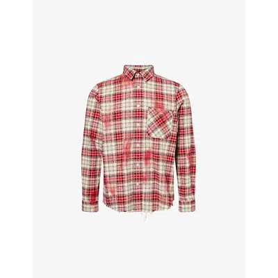 Amiri Mens Samba Regular-fit Check Cotton-flannel Shirt In Red