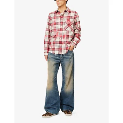 Amiri Mens Samba Regular-fit Check Cotton-flannel Shirt In Red