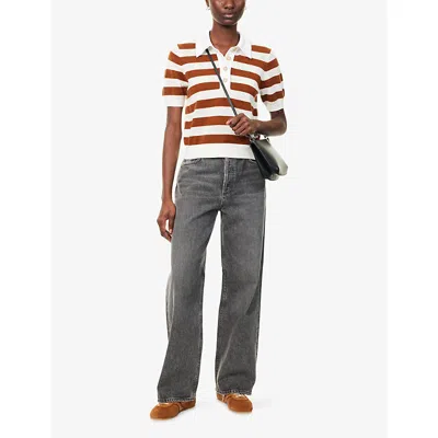 Agolde Grey Jeans With Low Waist And Wide Leg In Gray