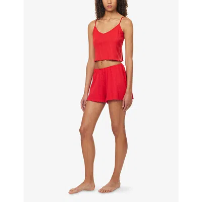 Adanola Womens Classic Red Pointelle Relaxed-fit Cotton-jersey Shorts Xl