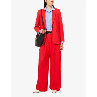 Me And Em And Em Womens Lipstick Red Padded Shoulder Single-breasted Woven Blazer Jacket