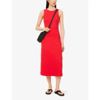 Me And Em And Em Womens Lipstick Red Ultimate Vest Cotton-jersey Midi Dress