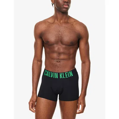 Calvin Klein Mens Misty Wht Blossom Gr Lgs Intense Power Logo-waist Pack Of Three Stretch-jersey Trunks Xxl In Gray