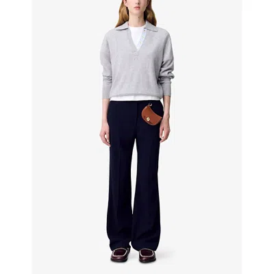 Claudie Pierlot Womens Bleus Tailored Straight-leg Mid-rise Woven Trousers