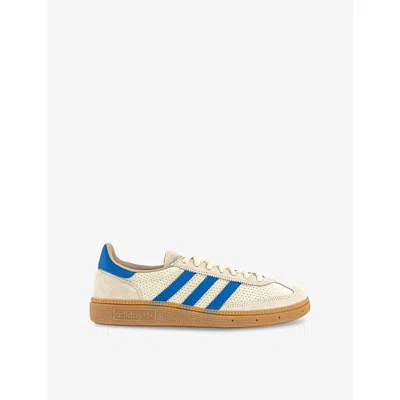 Adidas Originals Womens Cream White Blue Handball Spezial Suede And Knitted Low-top Trainers Eur 39 / 6 Uk
