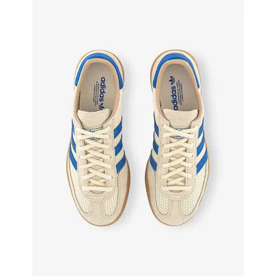 Adidas Originals Womens Cream White Blue Handball Spezial Suede And Knitted Low-top Trainers Eur 39 / 6 Uk
