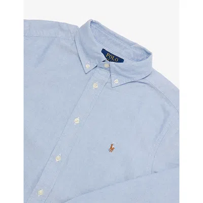 Polo Ralph Lauren Blue Boys' Brand-embroidery Button-down Cotton-poplin Shirt Xl In Blue