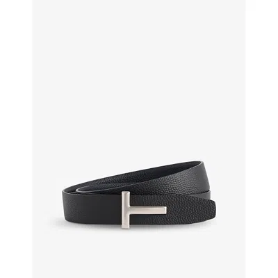Tom Ford Mens Navy Black Reversible Leather Belt