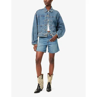Levi's Womens Miss My Flight No Tie Balloon-sleeve Trucker Denim Jacket