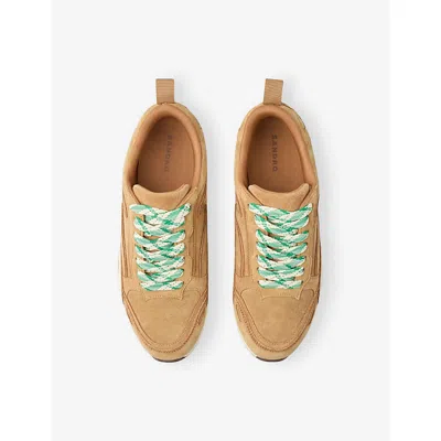 Sandro Womens Naturels Mixed-material Low-top Trainers Eur 36 / 3 Uk In Brown