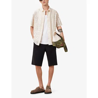 Allsaints Mens Jetstream Whit Netley Short-sleeved Lace Shirt In Neutral