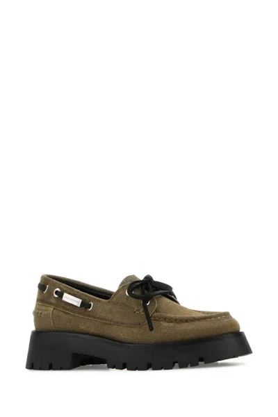 Alexander Wang Khaki Suede Carson Loafers In Brown