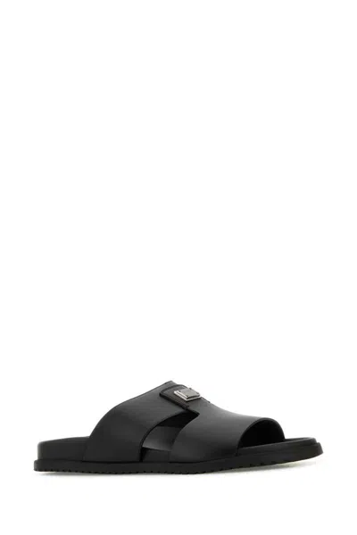 Dolce & Gabbana Black Slip On Sandals In Black