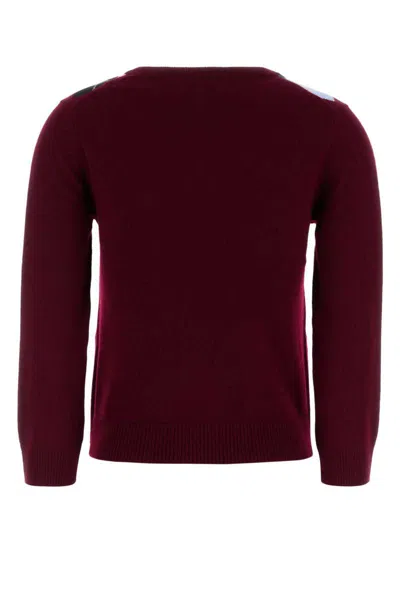 Ganni Womens Tawny Port Rhombus-print Round-neck Wool And Cashmere Cardigan Xl In Burgundy