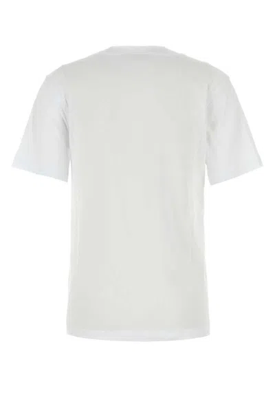 Marni White Crewneck T-shirt With Logo Patch On The Front In Cotton Woman