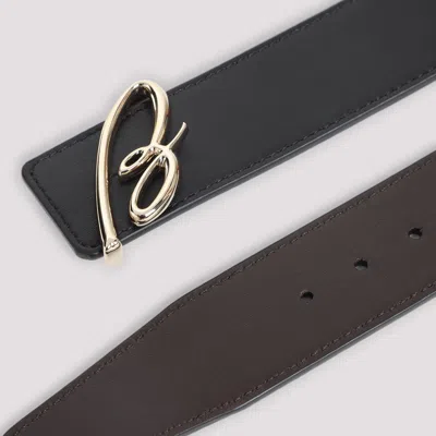 Brioni Adjustable Leather Reversible Belt In Black