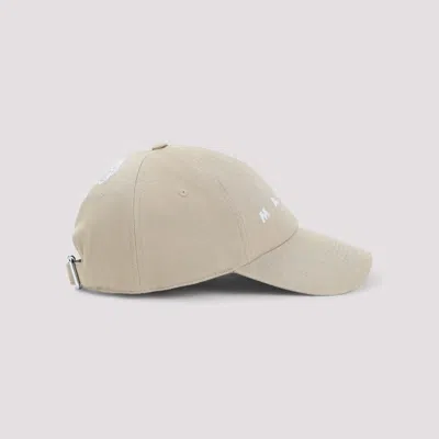 Marni Graphic Embroidered Cotton Canvas Hat In Neutral