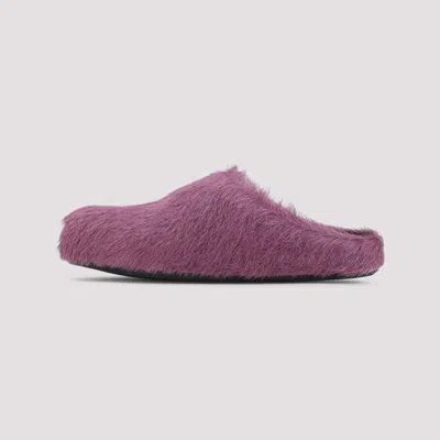 Marni Prune Violet Calf Hair Fussbett Mules In Pink