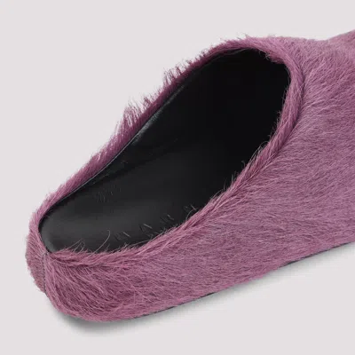 Marni Prune Violet Calf Hair Fussbett Mules In Pink