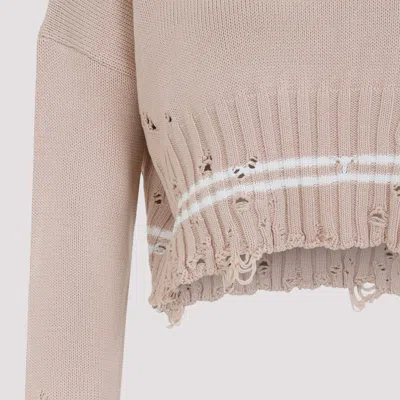 Marni Distressed Cropped Knitted Sweater In Pink
