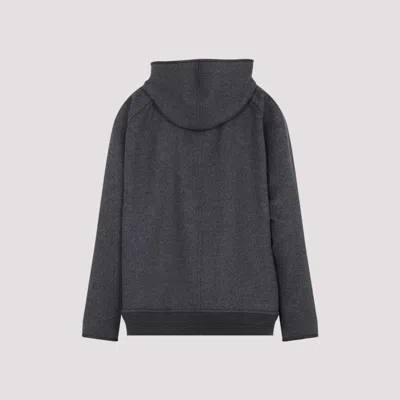Bottega Veneta Wool Jacket With Hood And Leather Trim In Black