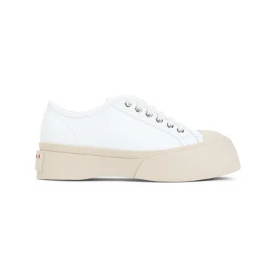 Marni Leather Low-top Platform Sneakers In White
