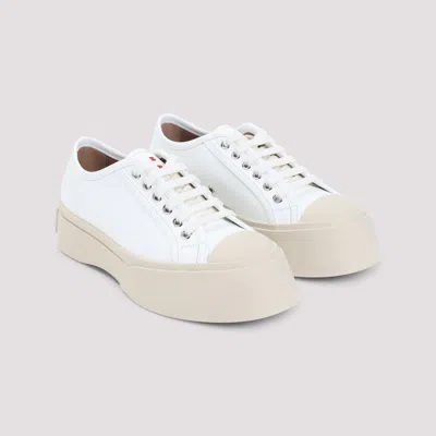 Marni Leather Low-top Platform Sneakers In White