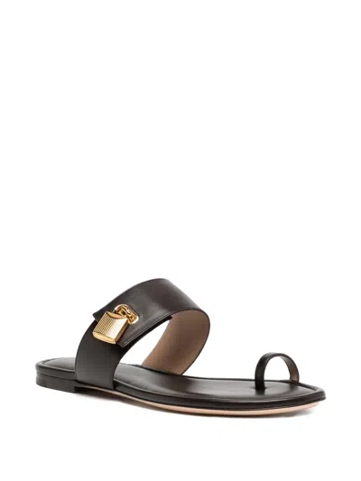 Tom Ford Espresso Flat Sandals In Brown