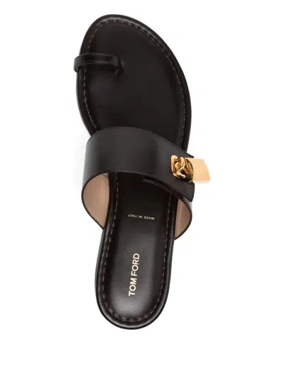 Tom Ford Espresso Flat Sandals In Brown