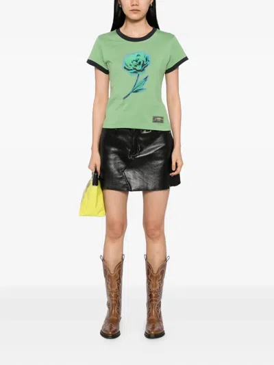 Ganni Basic Cotton Jersey Peony Baby Fit T-shirt In Green