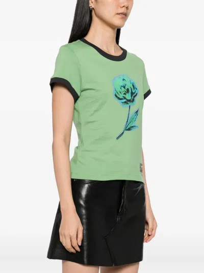 Ganni Basic Cotton Jersey Peony Baby Fit T-shirt In Green