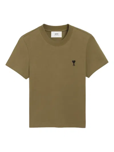 Ami Alexandre Mattiussi Ami Paris Bronze Ami De Coeur T Shirt In Green