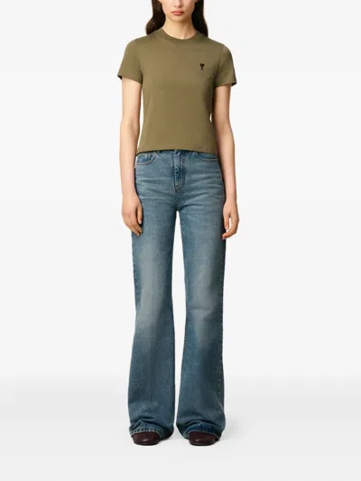 Ami Alexandre Mattiussi Ami Paris Bronze Ami De Coeur T Shirt In Green