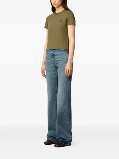 Ami Alexandre Mattiussi Ami Paris Bronze Ami De Coeur T Shirt In Green