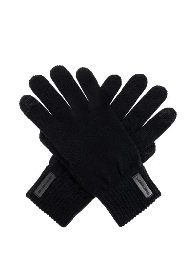Emporio Armani Logo-patch Gloves In Black