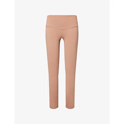 Gymshark Womens Autumn Brown Soft Sculp Brand-print Yoga Leggings