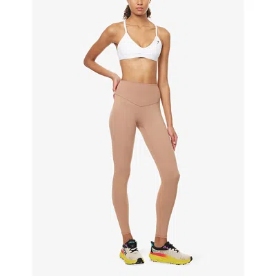 Gymshark Womens Autumn Brown Soft Sculp Brand-print Yoga Leggings