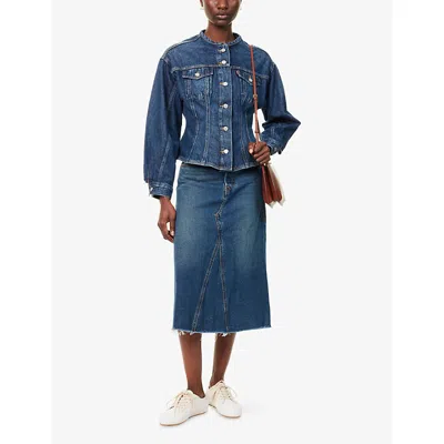 Levi's Womens Hinged Heart High-rise A-line Deconstructed Denim Midi Skirt