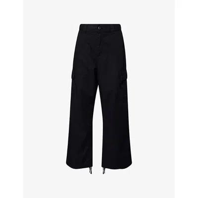 Carhartt Omens Black Kingston Logo-patch Cotton Cargo Trousers In Black