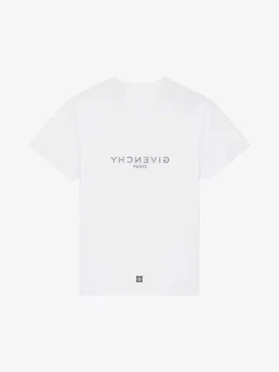 Givenchy White Crewneck T-shirt With Logo Print In Cotton Man In White