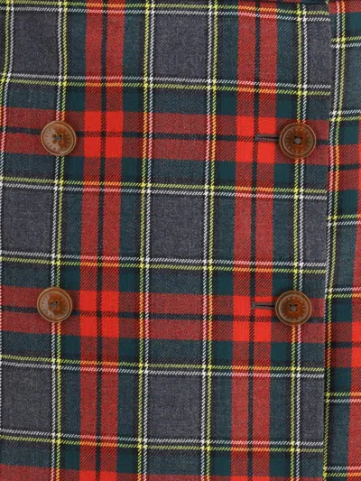 Vivienne Westwood Asymmetric Wrap Skirt With Check Pattern And Button Fastening In Multi
