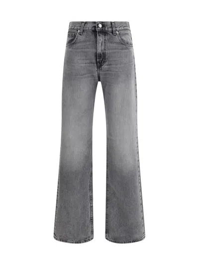 Haikure Straight Leg Trousers With Belt Loops In Gray
