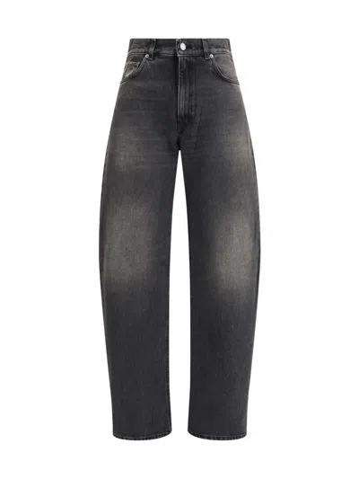 Haikure Wide-leg Denim Trousers With Medium Waist In Black